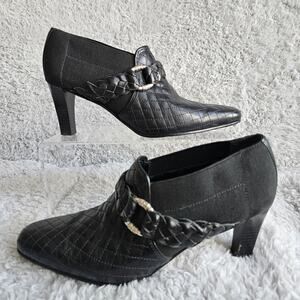 Brighton Women Roman Quilted Leather Shoes Ankle Bootie‎ Shooties Size 6M Black